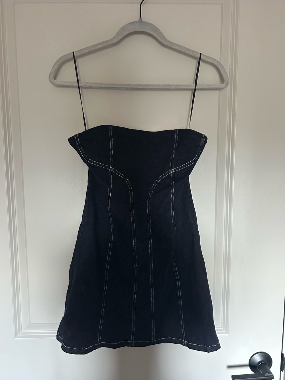 Free People Alexa Denim Mini Dress in Dark Indigo Wash